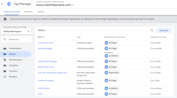 landing page marketo avec google tag manager